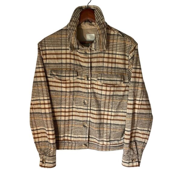 Joie Brushed Boxy Plaid Jacket, Shacket. Large. Cropped. Autumn Festival - Picture 2 of 16